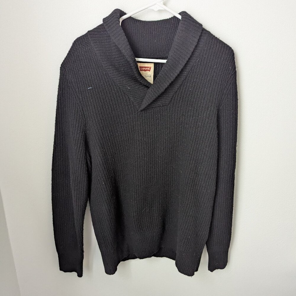 NWT Levi's Men's Lambs Wool Blend Cowl Neck Black Sweater, Large